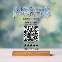 Flores Azuis Por Favor Deixe-Nos Um Código QR De R