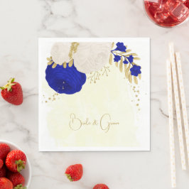 flores azuis reais e brancas guardanapos de casame