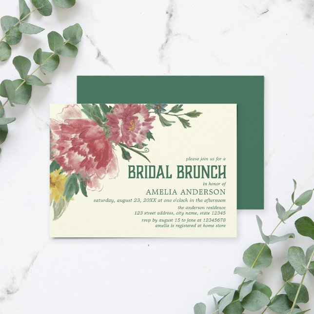Flores Bloqueando Convite Bridal Brunch (Criador carregado)