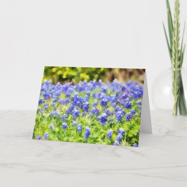 Flores Bluebonnet em Cartão de Nota de Arte em Aqu (Frente)