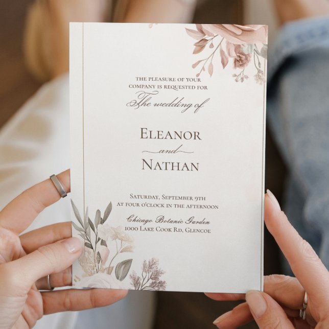 Flores Boho Púrpura Convite para Casamento (Criador carregado)