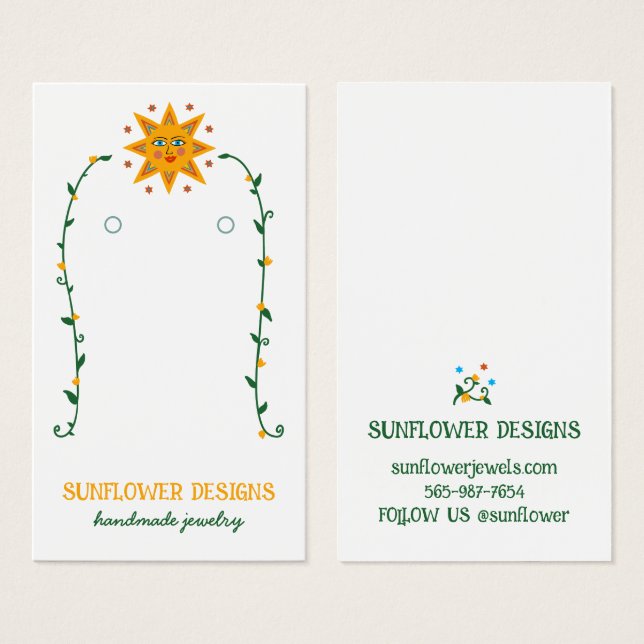Flores BOHO SUN Ouvindo Jewelry Display Card (Frente & Verso)