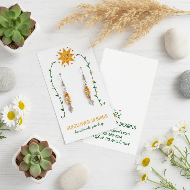 Flores BOHO SUN Ouvindo Jewelry Display Card (BOHO SUN Hand-drawn Flowers Earring Jewelry Display Card
)