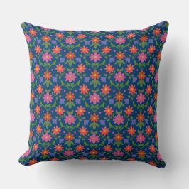 Flores, Bolinhas no Travesseiro ou almofada Azul P