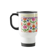 Flores bonito, Bolinhas na Caneca de viagem Ecru