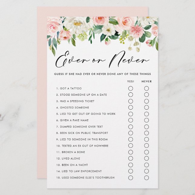 Flores bonito Nunca Tive Jogo De Chá (Frente/Verso)