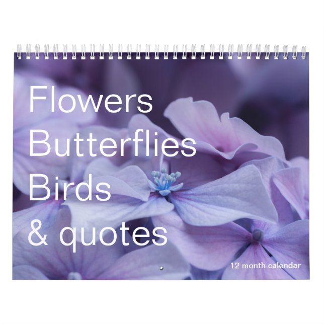 Flores, Borboletas e Aves Calendário de 12 meses (Capa)