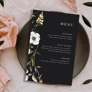 Flores Botânicas Escuras   Menu Casamento Elegante
