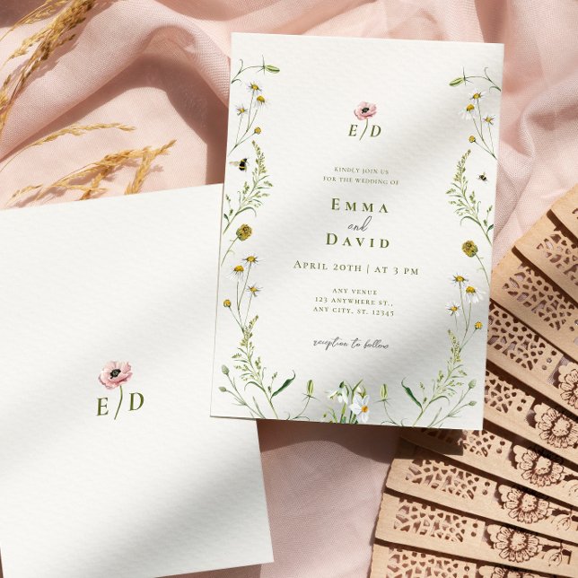 Flores botânicas russas Convite para Casamento (Criador carregado)