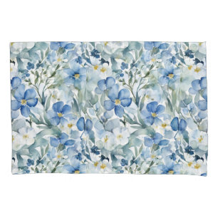 Flores brancas azuis Aquarela Chic