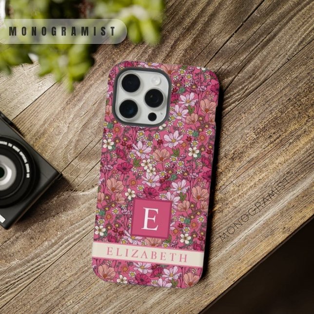 Flores brancas cor-de-rosa personalizáveis (Customizable White Flowers Pink Floral iPhone Case)