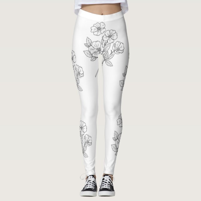 Flores Brancas das Leggings (Frente)