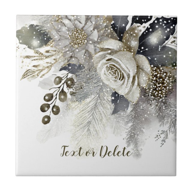 Flores Brancas de Ouro de Prata de Aquarela (Frente)