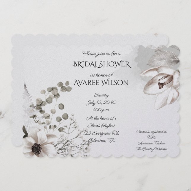 Flores brancas e Cinzas com aquarela (Frente/Verso)