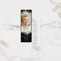 Flores Brancas Foto Memorial Funeral Bookmark