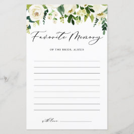 Flores brancas Memória favorita da placa noiva