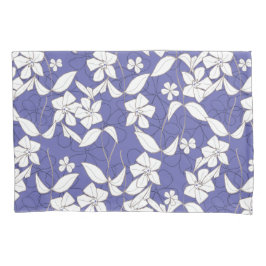 Flores Brancas no Pillowcase Periwinkle