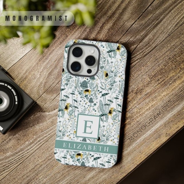 Flores brancas planas e planas personalizáveis (Customizable White Floral Green Flowers iPhone Case)