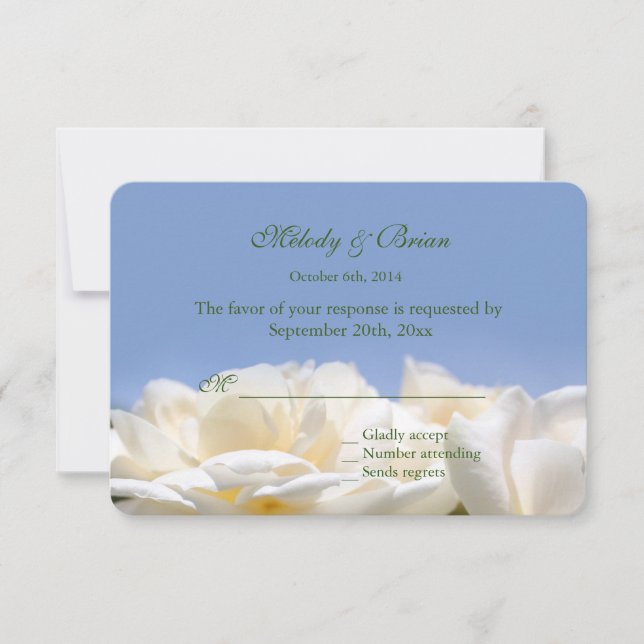 flores brancas puras, cor-de-rosa, casamento rsvp (Frente)