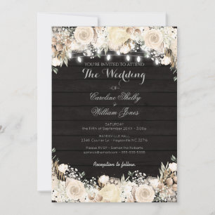 Flores Brancas Rústicas e Convite para Casamento 