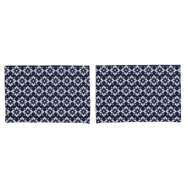 Flores brancas sobre fundo azul da meia-noite (Frente - conjunto)