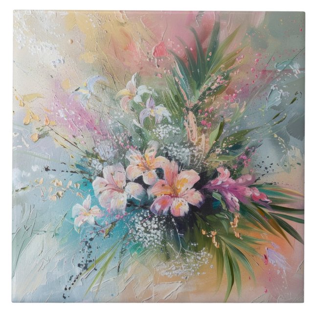 Flores Brancas Tropicais Rosa (Frente)