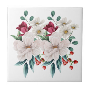 Flores Brancas Vermelhas Florais Cozinha Banheiro 