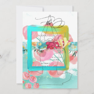*~* Flores Brilhante Abstrato moderna Mint Convite
