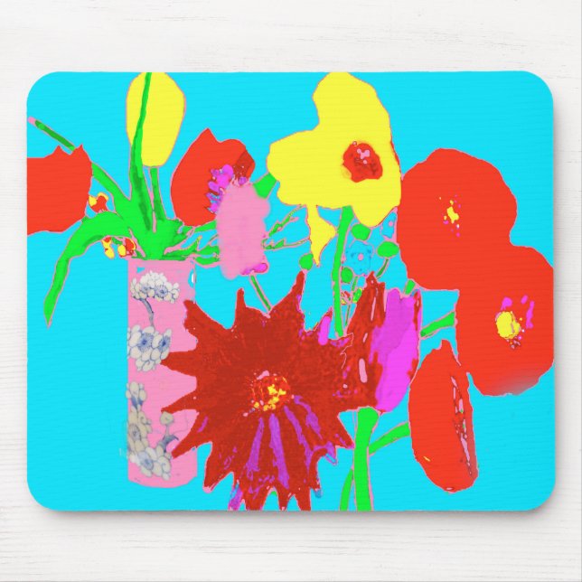 Flores brilhantes e animadores Mousepad (Frente)