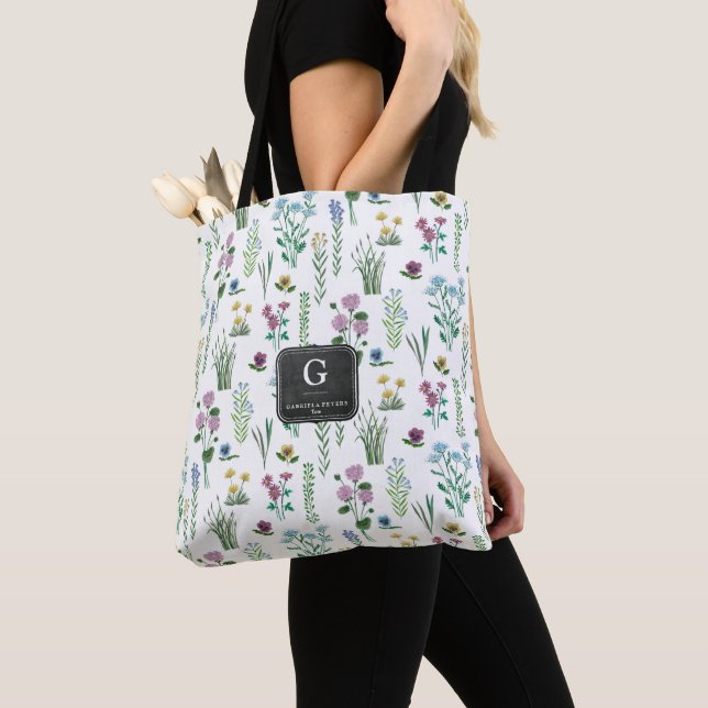 Flores Campestres Padrão Floral | Bolsa Tote (Close Up)