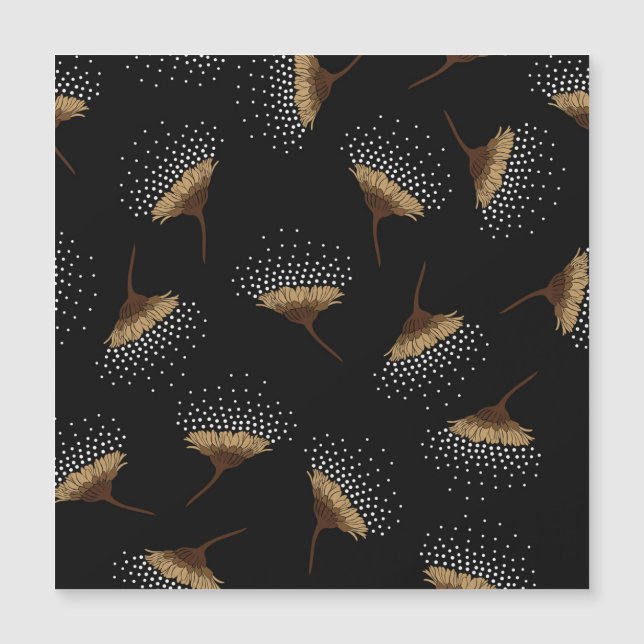 Flores castanhas, fundo preto sem costura. (Frente)