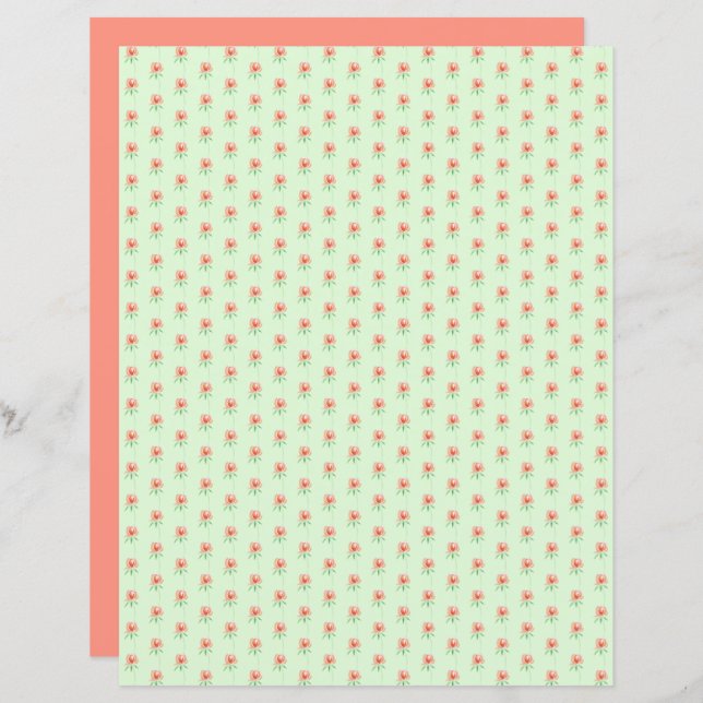 Flores charmosas em folha de papel verde (Frente/Verso)