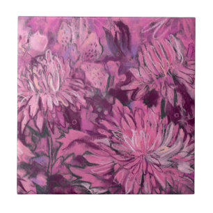 Flores Chrysanthemum Pintura Floral Marrom Rosa