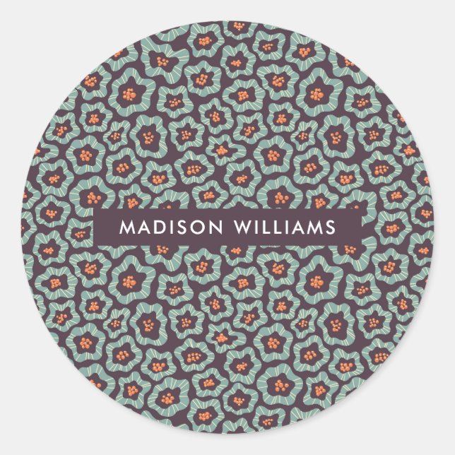 Flores clássico adesivo redondo (Frente)