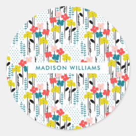 Flores clássico adesivo redondo