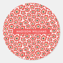 Flores clássico adesivo redondo