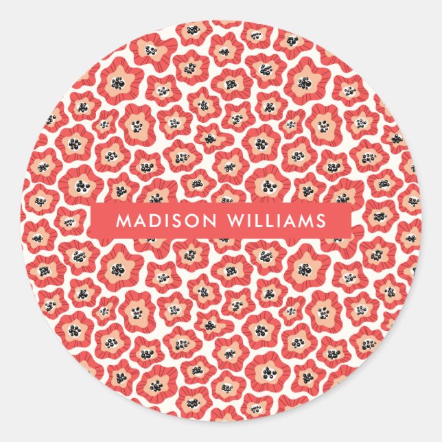 Flores clássico adesivo redondo (Frente)