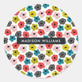 Flores clássico adesivo redondo