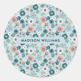 Flores clássico adesivo redondo