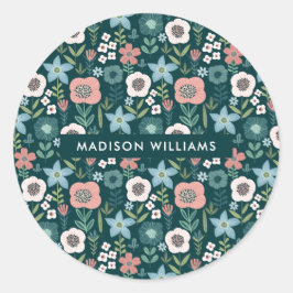 Flores clássico adesivo redondo