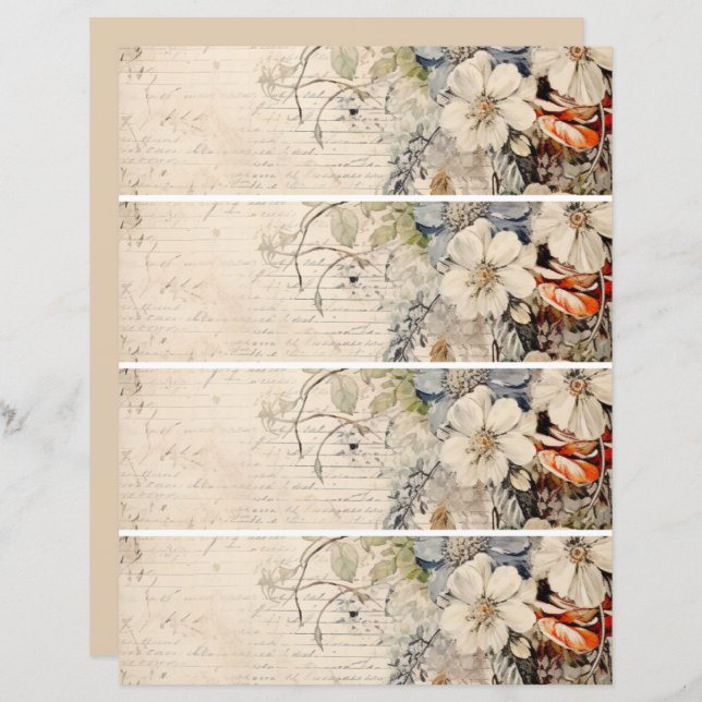 Flores Colagem de Vintagem 1 (Frente/Verso)