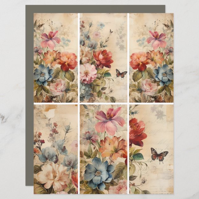 Flores Colagem Vintage 2b (Frente/Verso)