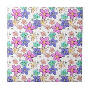 flores coloridas arco-íris brilhantes abelhões flo