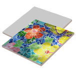 Flores Coloridas Brilhantes, Vermelhas e Amarelas<br><div class="desc">Flores vermelhas e amarelas brilhantes entre folhas verdes e água azul em um lago koi azulejo mosaico é um azulejo decorativo de Zen colorido. Personalizar com Iniciais e um Nome. Esta é uma das múltiplas designs de coordenação com a fotografia original de arte da JLW_PHOTOGRAPHY.</div>