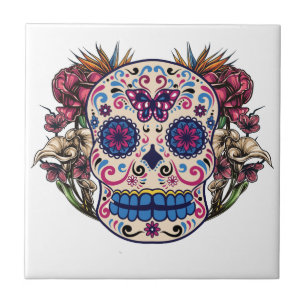 Flores coloridas dos rosas do rosa do crânio do