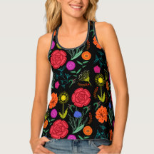 Flores Coloridas Escuras Personalizadas em Preto