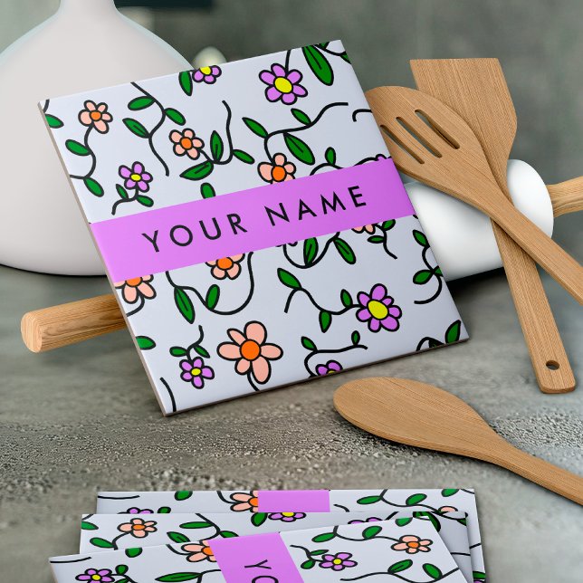 Flores Coloridas, Fundo Azul, Roxo (Criador carregado)