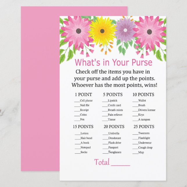 Flores coloridas O que há no seu jogo (Frente/Verso)