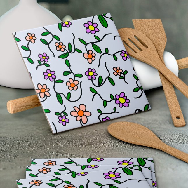 Flores Coloridas, Padrão Floral, Verde, Boho (Criador carregado)
