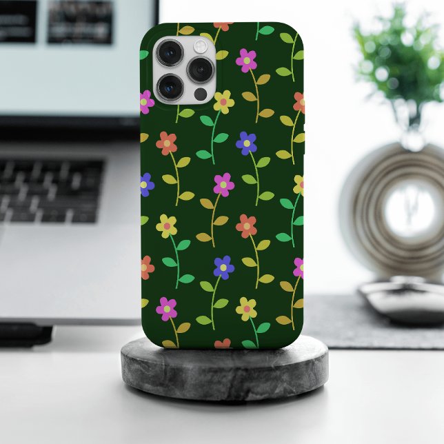 Flores Coloridas, Padrão Floral, Verde, Boho (Criador carregado)
